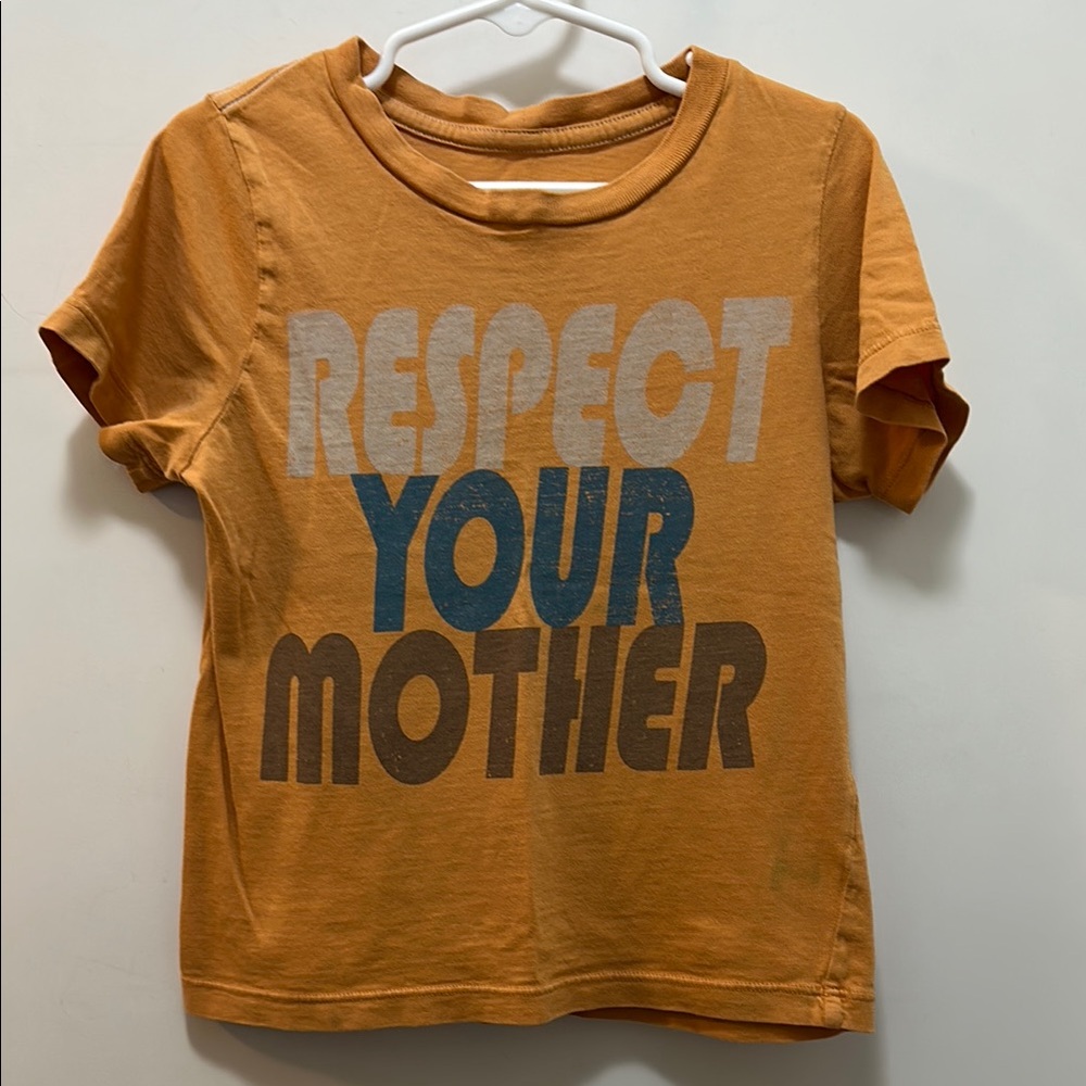 Rust Burnt Orange Kids T-Shirt with Graphic Print “Respect Your Mother” 🌎 XS 2/3